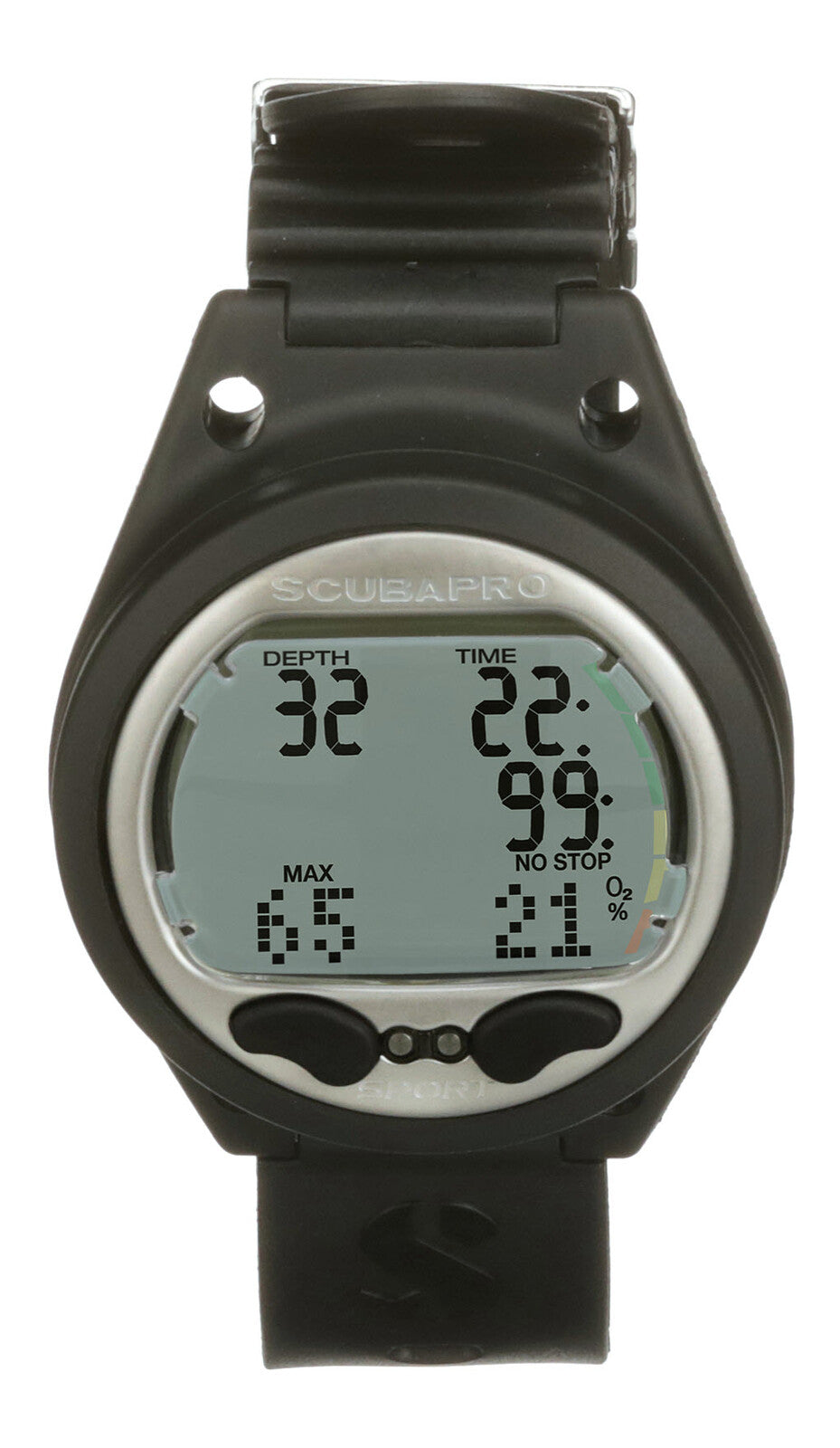 Écran de l'ordinateur Scubapro Aladin Sport Matrix, vue de face
