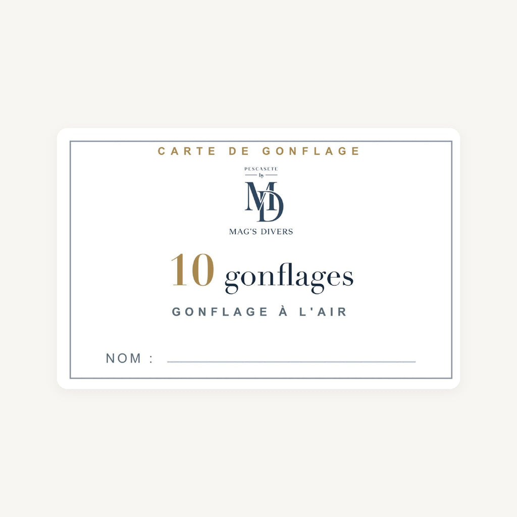 Carte de gonflage air 10 gonflages Pesca Sète by Mag'S Divers