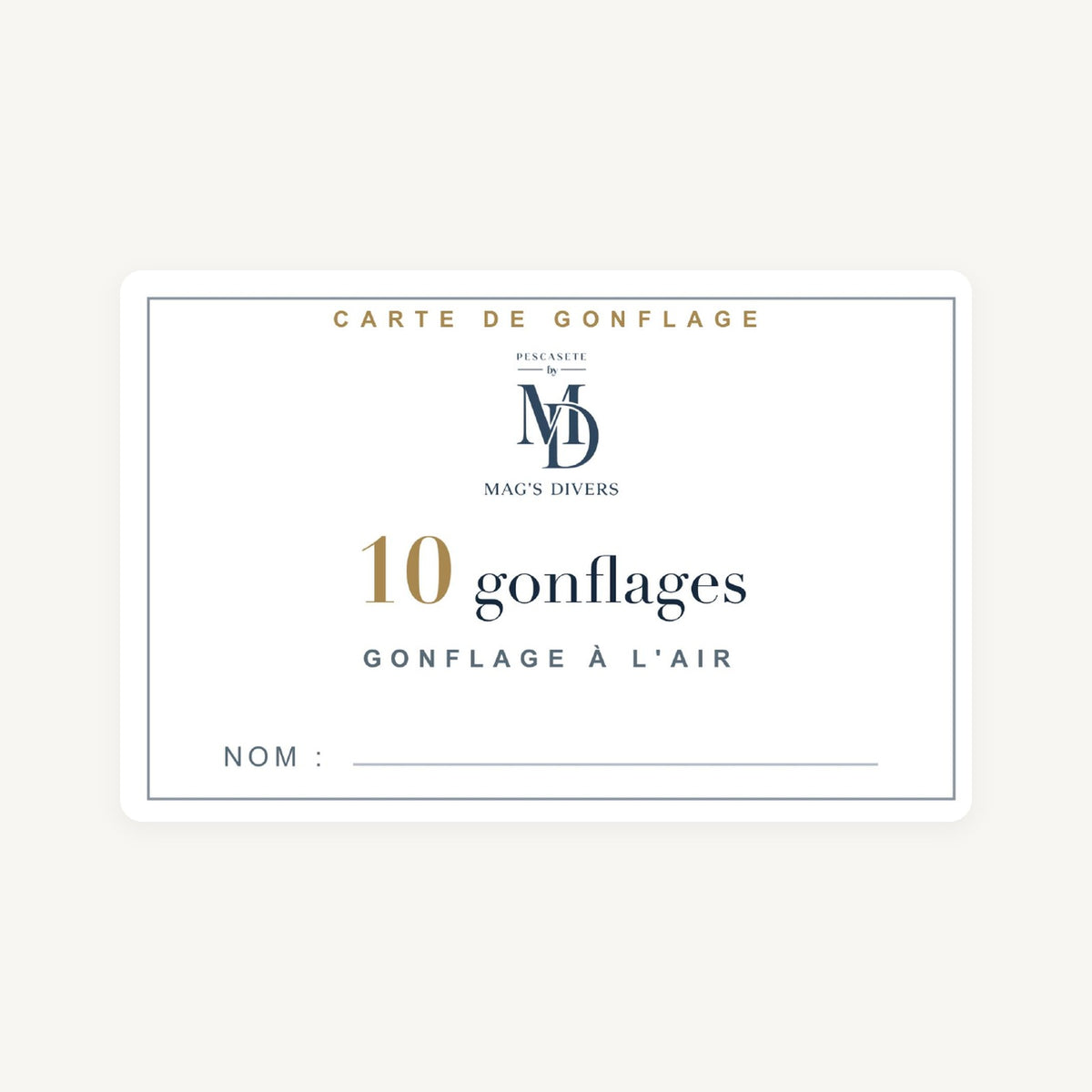 Carte de gonflage air 10 gonflages Pesca Sète by Mag'S Divers