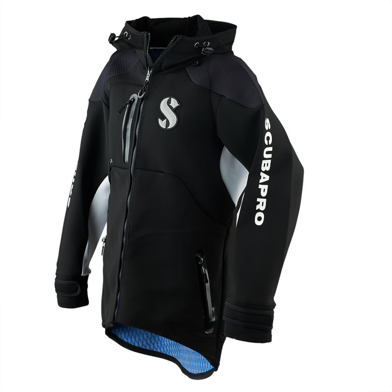 Veste de pont Scubapro Boat Coat femme, vue de face, capuche et fermeture zippee